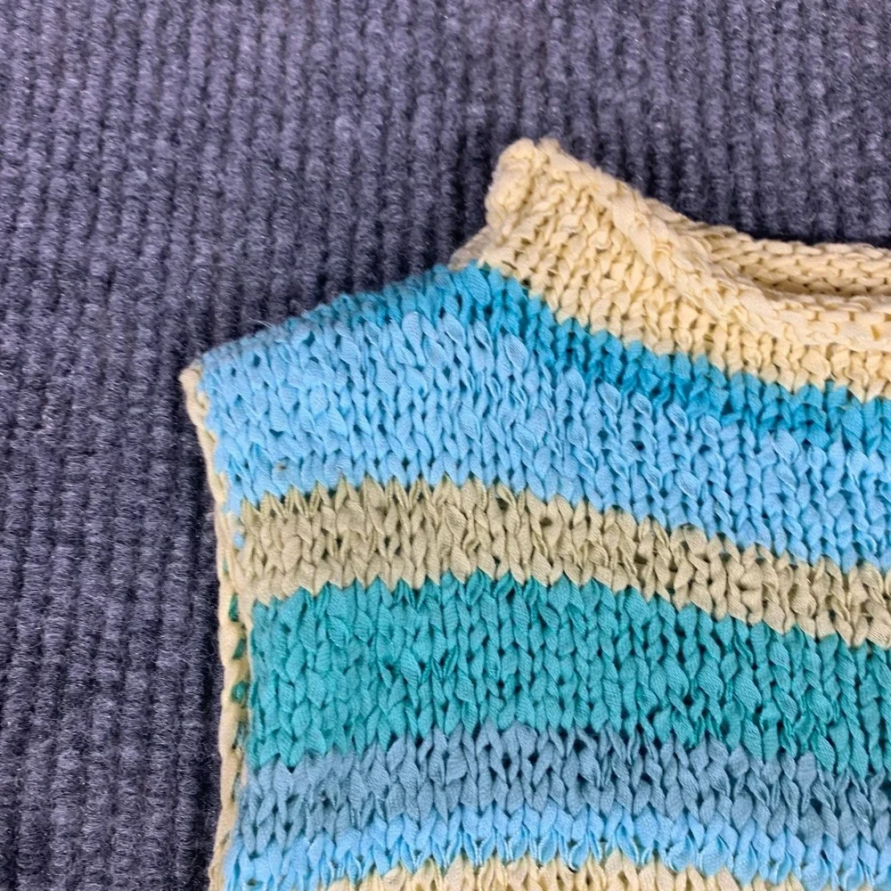 VTG Sigrid Olsen Sport‎ Sweater Vest Womens Medium Blue Striped Colorful Retro